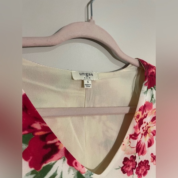 Umgee White Floral Mini Dress with Bell Sleeveses - Picture 2 of 5